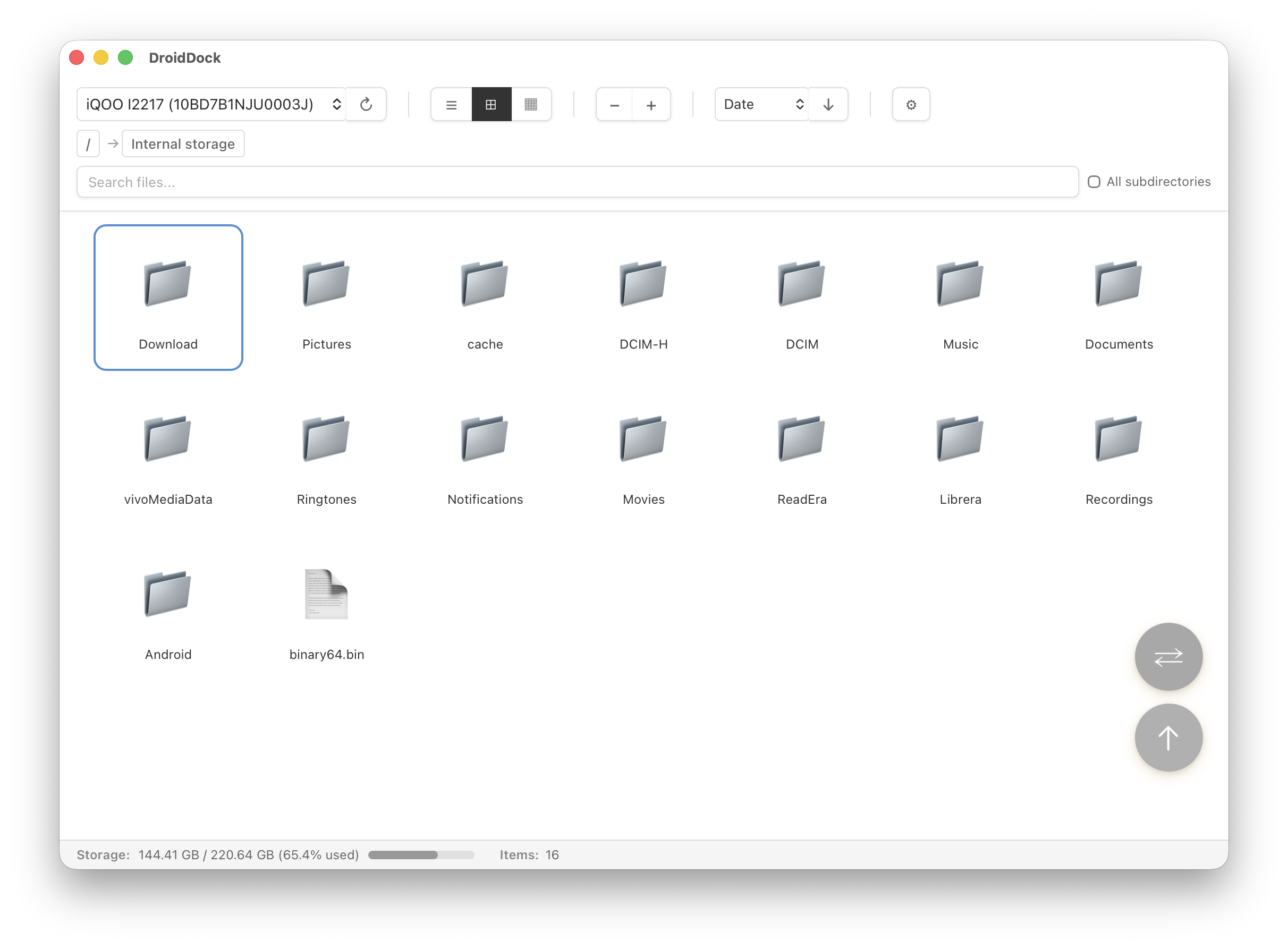 DroidDock Grid View - Folders