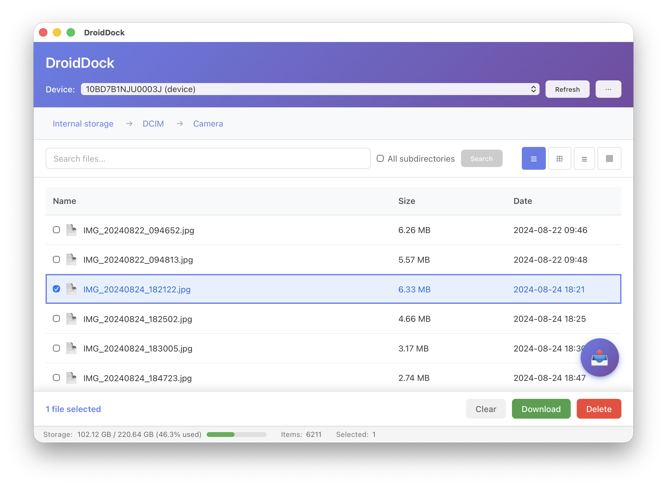 DroidDock Main Interface